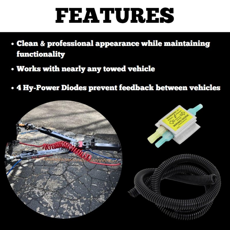 Roadmaster 154 Universal Towed Car Taillight Wiring Kit | Seamless Connectivity | Includes 6' Umbilical Cord with Matching 4-Way Flat Molded Connectors | Comprehensive Kit - Image 3
